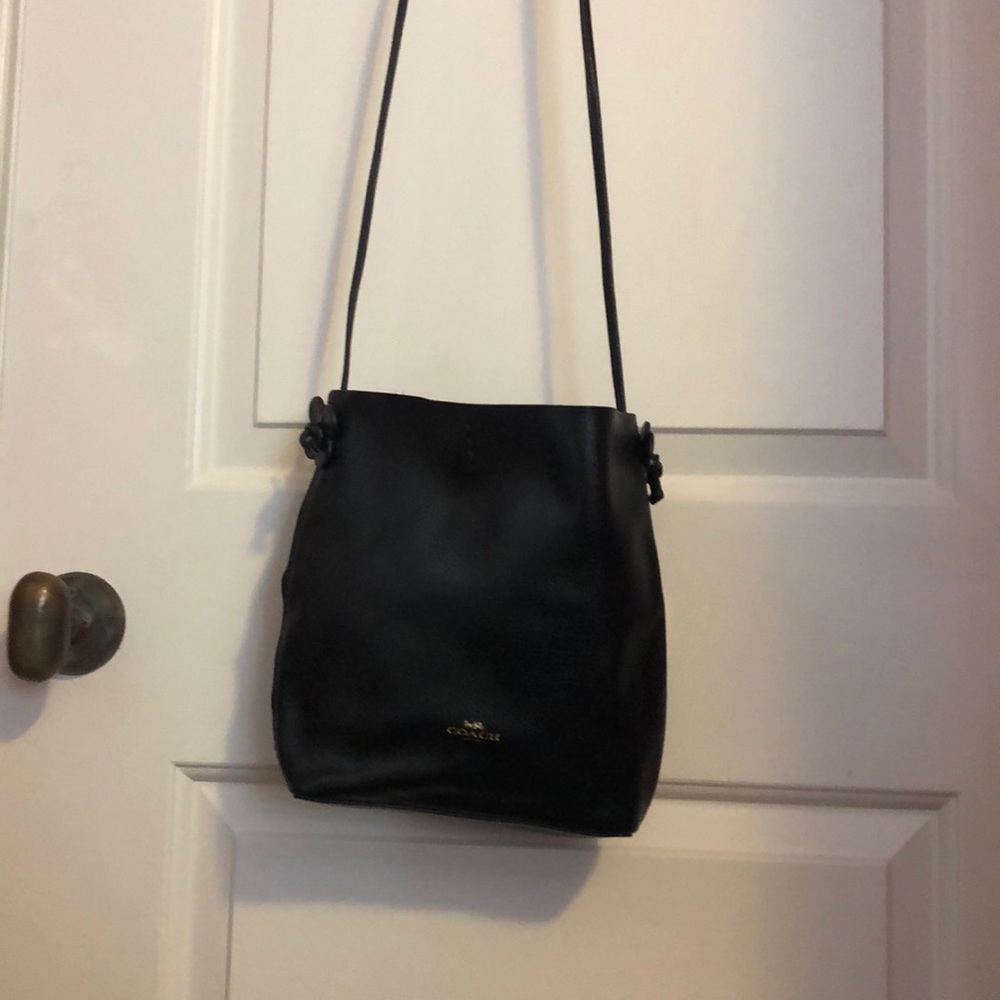 Black leather Coach Crossbody large bag